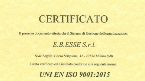 UNI EN ISO 9001:2015 Ebesse srl